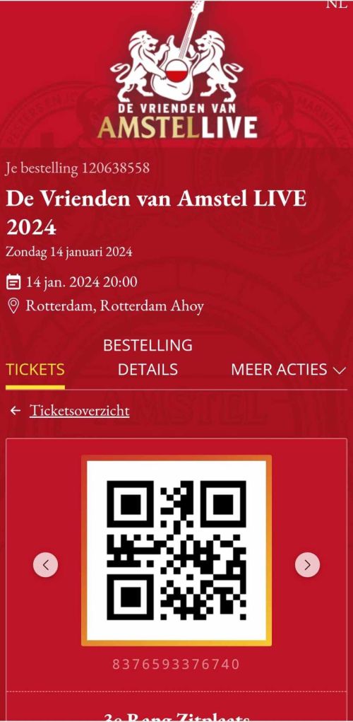  Vrienden van Amstel live 2024 phone ticket photo